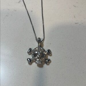 Silver Skull Pendant Necklace